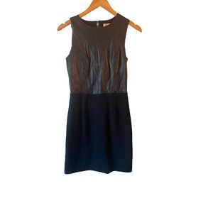 MICHAEL Michael kors black faux leather blocked sheath dress